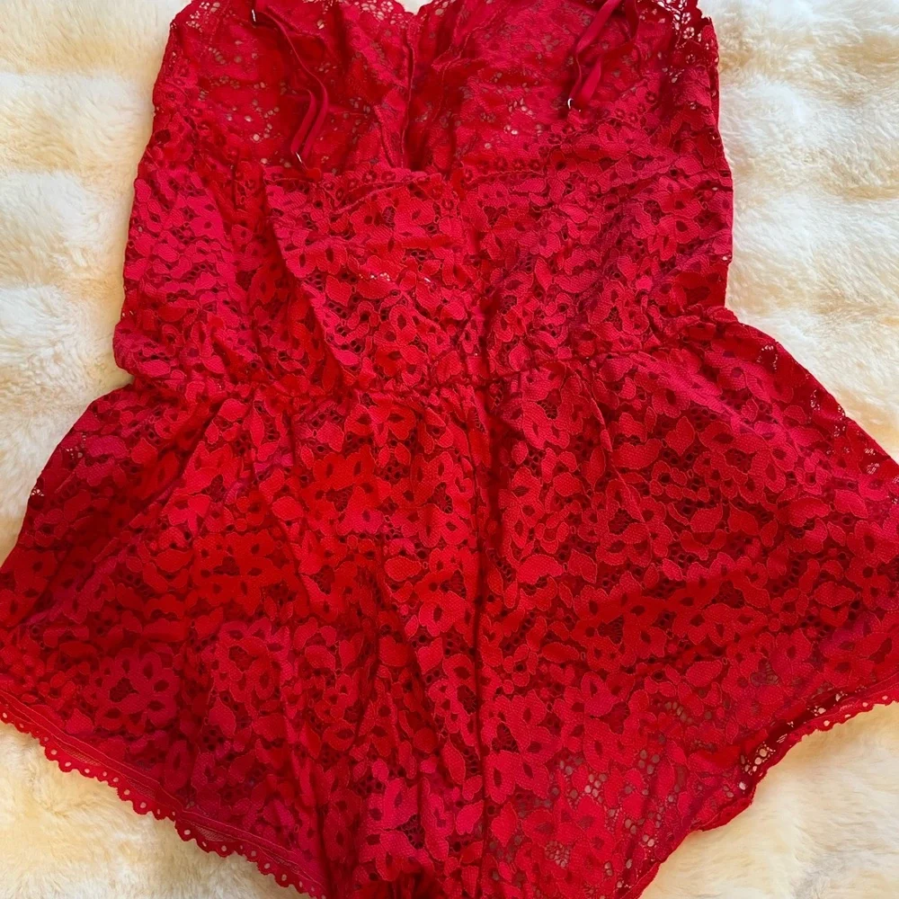 Victoria's Secret Hot Red Lace Romper - Picture 4 of 4